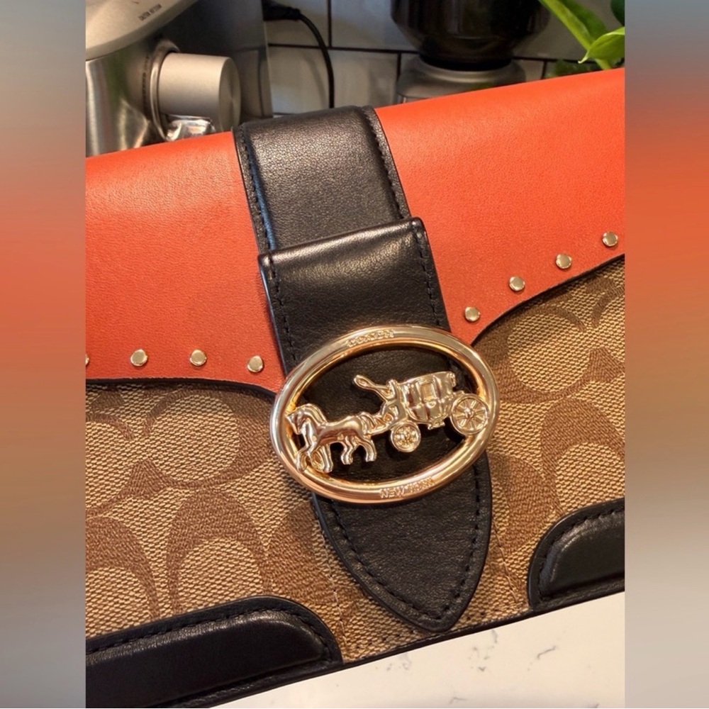 Coach Georgie Colorblock Signature Canvas Shoulder Bag - Picture 8 of 12